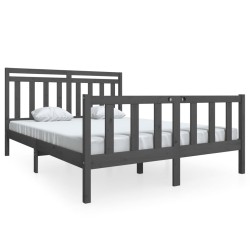 vidaXL Massivholzbett Grau 150x200 cm