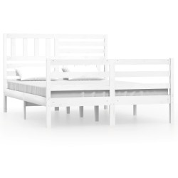 vidaXL Massivholzbett Weiß 120x190 cm
