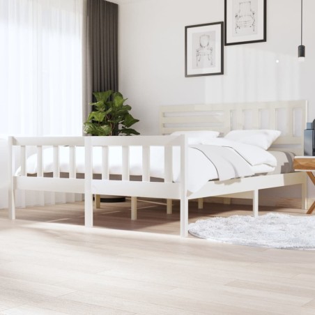 vidaXL Massivholzbett Weiß 180x200 cm