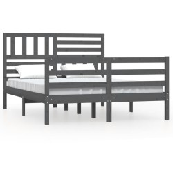 vidaXL Massivholzbett Grau 150x200 cm