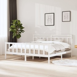 vidaXL Massivholzbett Weiß 200x200 cm