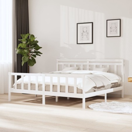 vidaXL Massivholzbett Weiß 200x200 cm