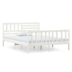 vidaXL Massivholzbett Weiß 120x190 cm
