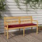 vidaXL Batavia-Bank mit Weinrotem Kissen 150 cm Massivholz Teak vidaXL Batavia-Bank mit Weinrotem Kissen 150 cm Massivholz Teak
