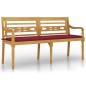 vidaXL Batavia-Bank mit Weinrotem Kissen 150 cm Massivholz Teak vidaXL Batavia-Bank mit Weinrotem Kissen 150 cm Massivholz Teak