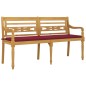 vidaXL Batavia-Bank mit Weinrotem Kissen 150 cm Massivholz Teak vidaXL Batavia-Bank mit Weinrotem Kissen 150 cm Massivholz Teak
