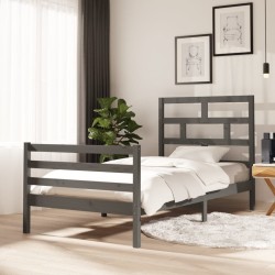 vidaXL Massivholzbett Grau Kiefer 100x200 cm