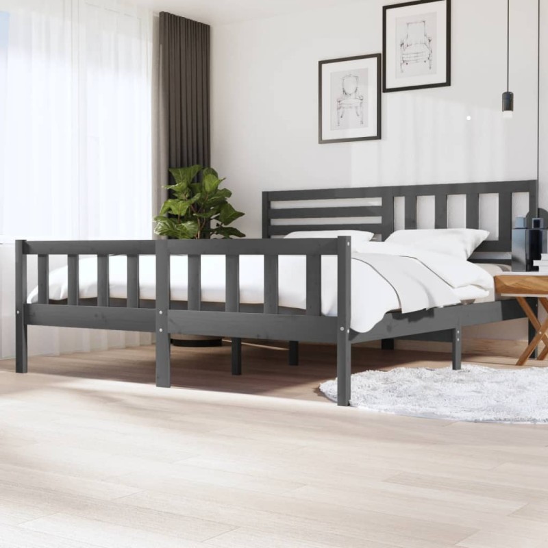 vidaXL Massivholzbett Grau 200x200 cm vidaXL Massivholzbett Grau 200x200 cm