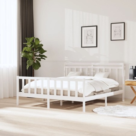 vidaXL Massivholzbett Weiß 180x200 cm
