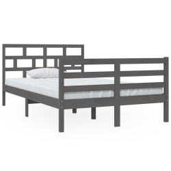 vidaXL Massivholzbett Grau 120x190 cm