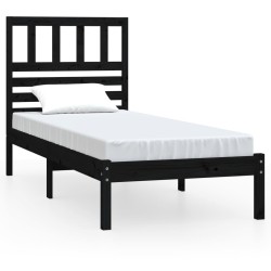 vidaXL Massivholzbett Schwarz 75x190 cm Kiefer