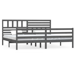 vidaXL Massivholzbett Grau 200x200 cm