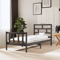 vidaXL Massivholzbett Grau Kiefer 100x200 cm