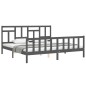 vidaXL Massivholzbett mit Kopfteil Grau 200x200 cm vidaXL Massivholzbett mit Kopfteil Grau 200x200 cm