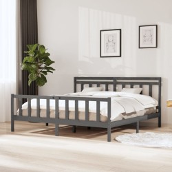 vidaXL Massivholzbett Grau 200x200 cm