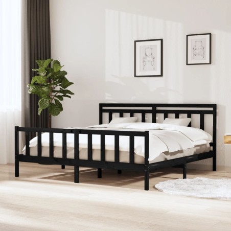 vidaXL Massivholzbett Schwarz 200x200 cm