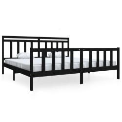 vidaXL Massivholzbett Schwarz 200x200 cm