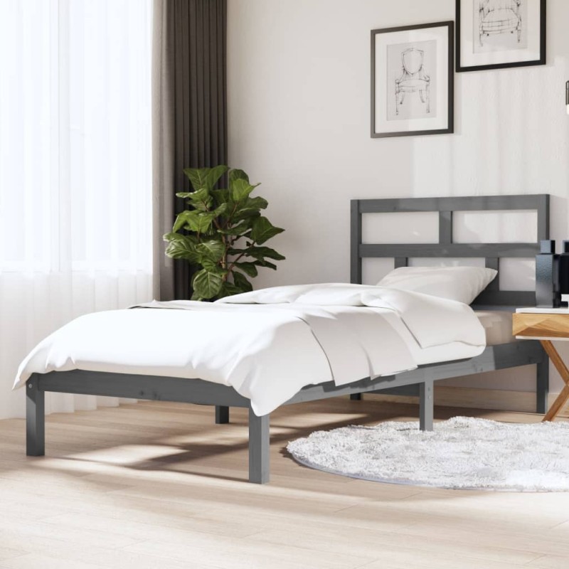 vidaXL Massivholzbett Grau 90x190 cm vidaXL Massivholzbett Grau 90x190 cm