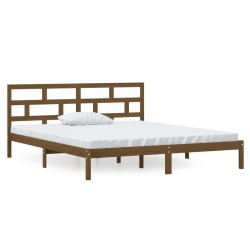 vidaXL Massivholzbett Honigbraun 135x190 cm