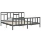 vidaXL Massivholzbett mit Kopfteil Grau 200x200 cm vidaXL Massivholzbett mit Kopfteil Grau 200x200 cm