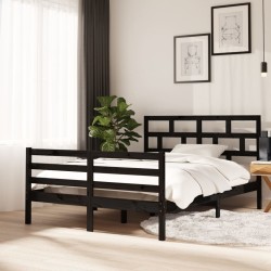 vidaXL Massivholzbett Schwarz Kiefer 140x200 cm