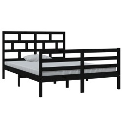 vidaXL Massivholzbett Schwarz Kiefer 140x200 cm