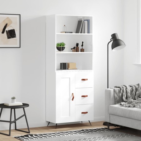 Highboard Hochglanz-Weiß 69,5x34x180 cm Holzwerkstoff