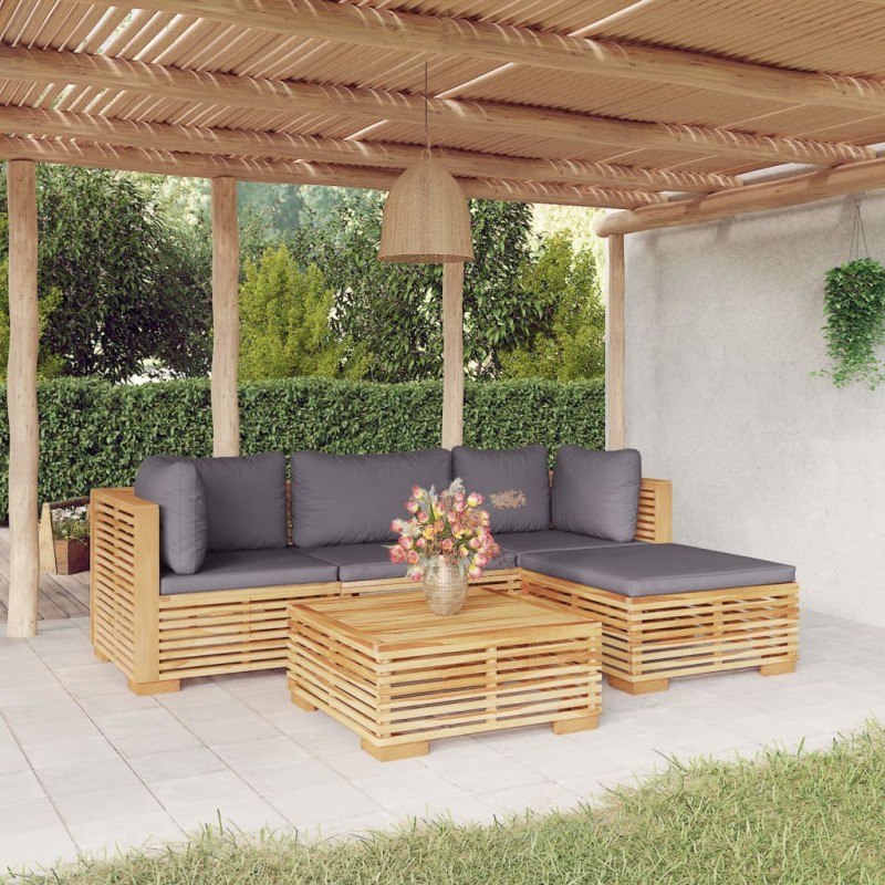 vidaXL 5-tlg. Garten-Lounge-Set mit Kissen Massivholz Teak vidaXL 5-tlg. Garten-Lounge-Set mit Kissen Massivholz Teak