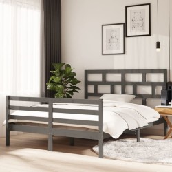 vidaXL Massivholzbett Grau 150x200 cm