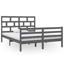 vidaXL Massivholzbett Grau 150x200 cm