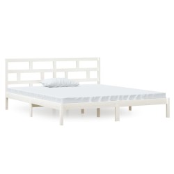 vidaXL Massivholzbett Weiß 135x190 cm