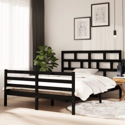 vidaXL Massivholzbett Schwarz 150x200 cm