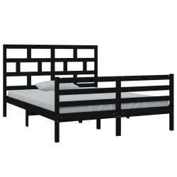 vidaXL Massivholzbett Schwarz 150x200 cm