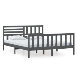vidaXL Massivholzbett Grau 160x200 cm