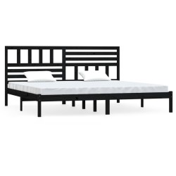 vidaXL Massivholzbett Schwarz Kiefer 200x200 cm