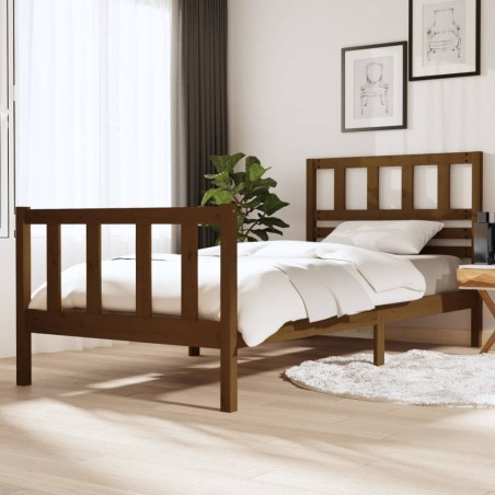 vidaXL Massivholzbett Honigbraun 100x200 cm