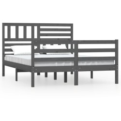 vidaXL Massivholzbett Grau 140x190 cm