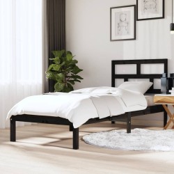 vidaXL Massivholzbett Schwarz 75x190 cm