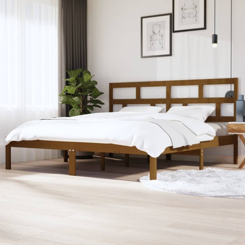 vidaXL Massivholzbett Honigbraun Kiefer 200x200 cm vidaXL Massivholzbett Honigbraun Kiefer 200x200 cm