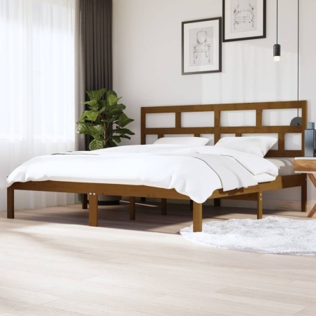 vidaXL Massivholzbett Honigbraun Kiefer 200x200 cm