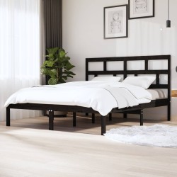 vidaXL Massivholzbett Schwarz Kiefer 160x200 cm