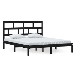 vidaXL Massivholzbett Schwarz Kiefer 160x200 cm