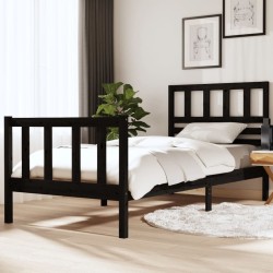vidaXL Massivholzbett Schwarz 90x190 cm