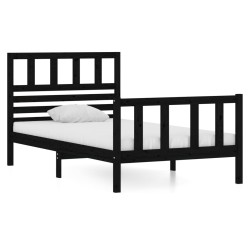 vidaXL Massivholzbett Schwarz 90x190 cm