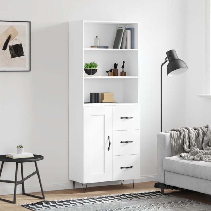 Highboard Weiß 69,5x34x180 cm Holzwerkstoff Highboard Weiß 69,5x34x180 cm Holzwerkstoff