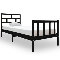 vidaXL Massivholzbett Schwarz Kiefer 75x190 cm