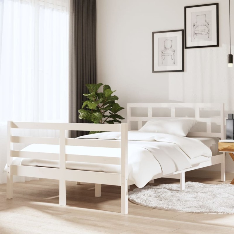 vidaXL Massivholzbett Weiß 120x190 cm vidaXL Massivholzbett Weiß 120x190 cm