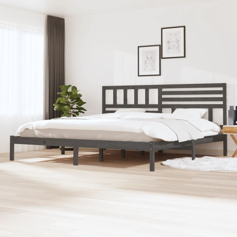 vidaXL Massivholzbett Grau Kiefer 200x200 cm vidaXL Massivholzbett Grau Kiefer 200x200 cm