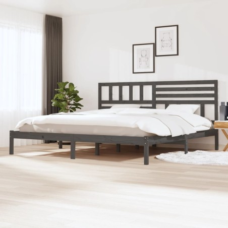 vidaXL Massivholzbett Grau Kiefer 200x200 cm
