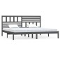vidaXL Massivholzbett Grau Kiefer 200x200 cm vidaXL Massivholzbett Grau Kiefer 200x200 cm